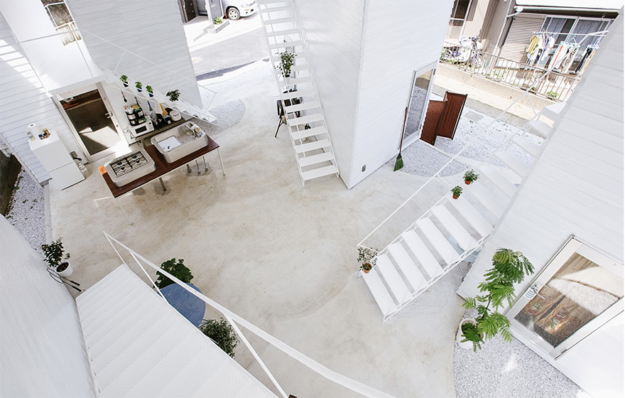 The "share house" is an increasingly popular style of communal living in Japan. The Yokohama Apartment complex, designed by Osamu Nishida and Erika Nakagawa, features four micro-apartments. The "share house" is an increasingly popular style of communal living in Japan. The Yokohama Apartment complex, designed by Osamu Nishida and Erika Nakagawa, features four micro-apartments.