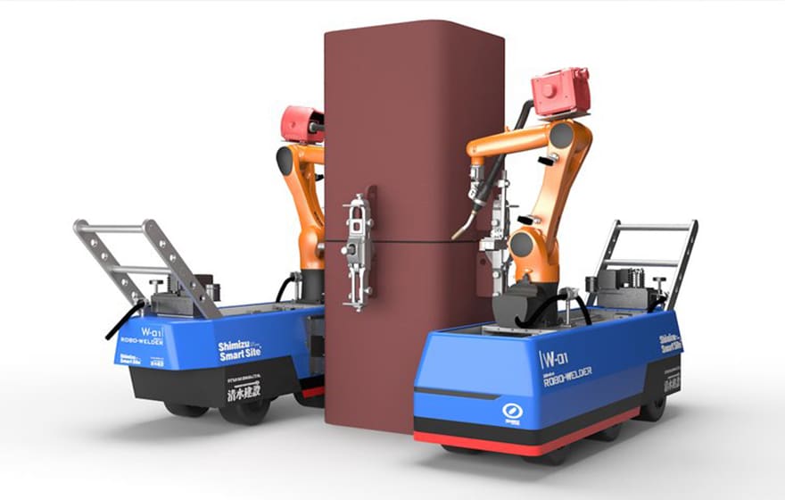 The “Robo-Welder”, developed to weld steel columns by Japanese contractor, Shimizu Corporation The “Robo-Welder”, developed to weld steel columns by Japanese contractor, Shimizu Corporation