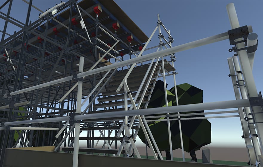 The view from inside the headset, looking up at the formwork positioned on top of the falsework The view from inside the headset, looking up at the formwork positioned on top of the falsework