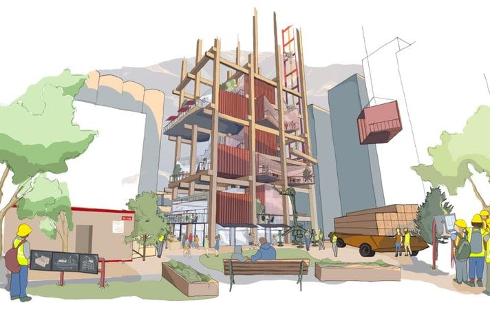 Image: Sidewalk’s rendering of an “efficient and affordable” housing block Image: Sidewalk’s rendering of an “efficient and affordable” housing block