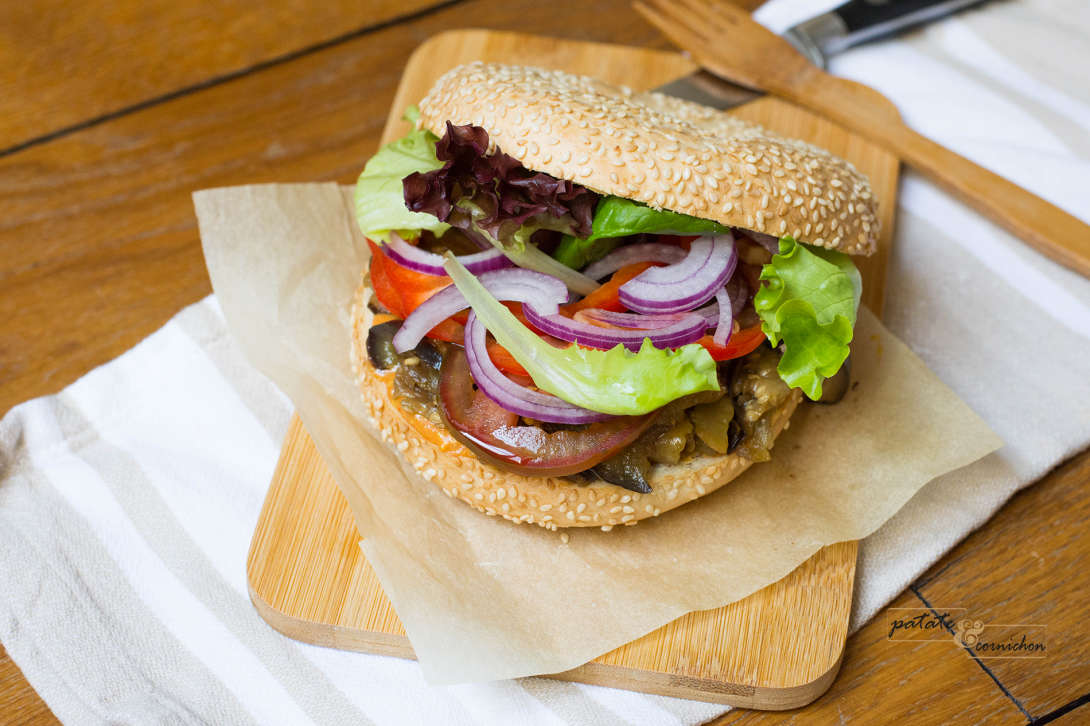 Bagel vegan aux aubergines
