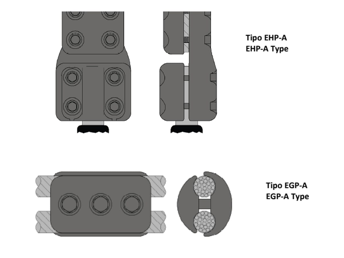 EHH2P | Conector EAV dos cables a perno 90° | Delta Conectores