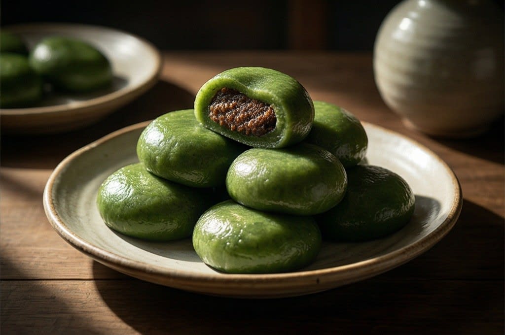 한입 베어 문 모시참깨송편