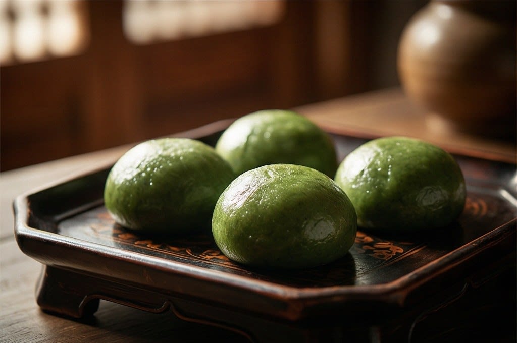 고급스러운 옻칠 쟁반 송편