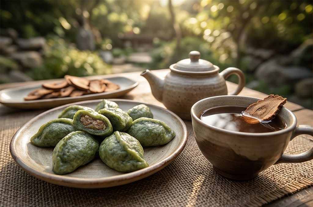 따뜻한 대추차와 모시송편