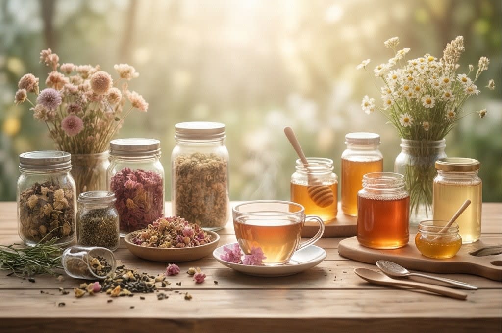 다양한 꽃차와 꿀