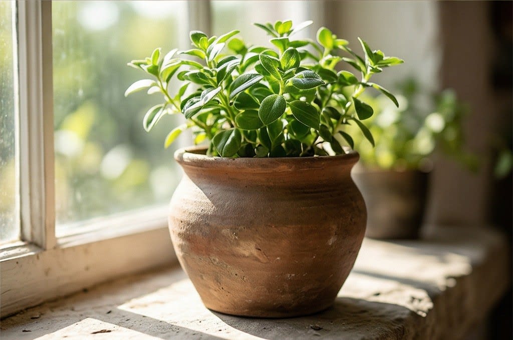 창가에서 빛나는 토분 속 반려 식물