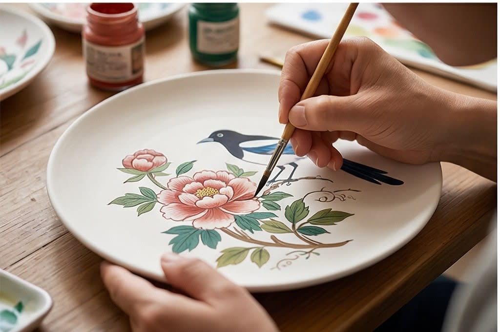 민화 꽃잎 채색