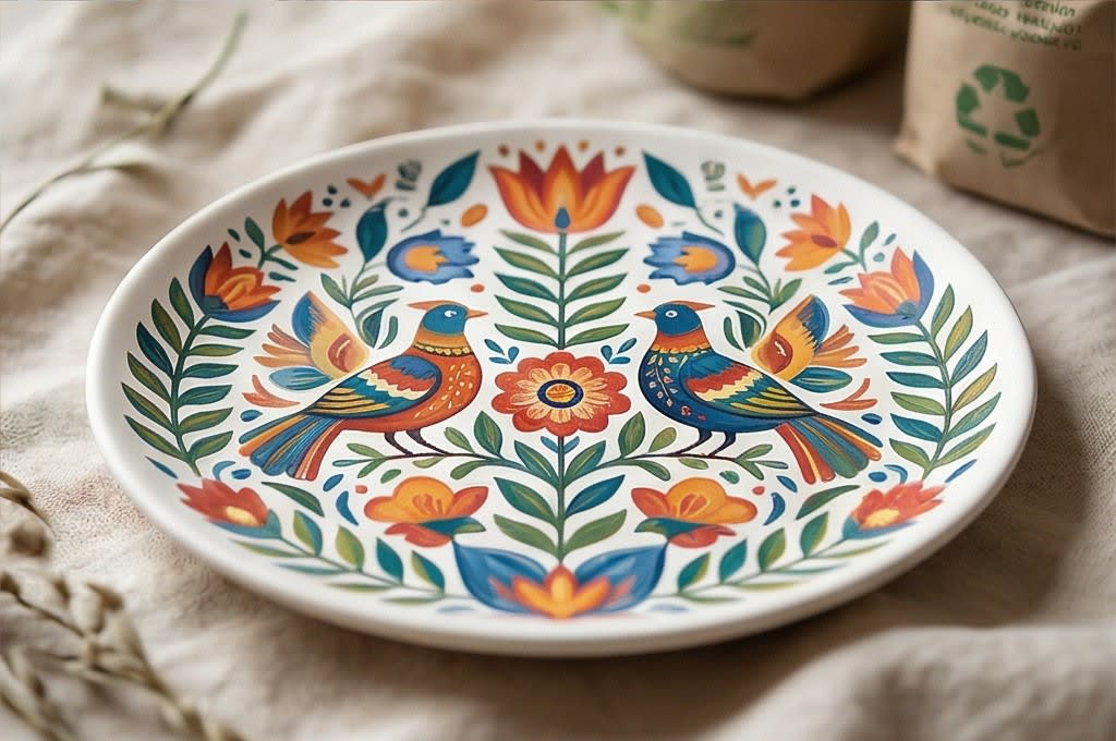 슬로우 라이프 민화 접시