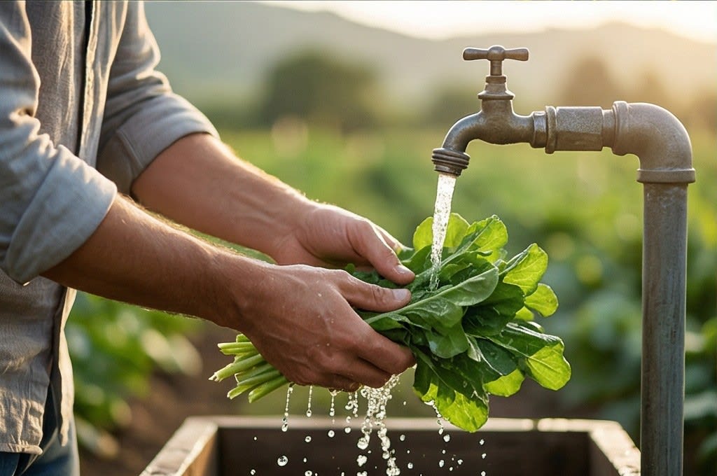갓 수확한 채소 세척