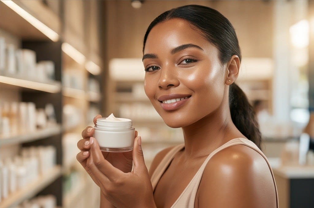 광채 나는 피부의 만족스러운 모델