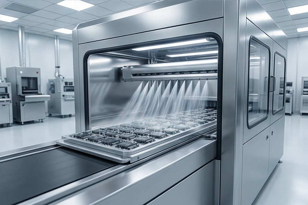 Uniform cleaning with air knives