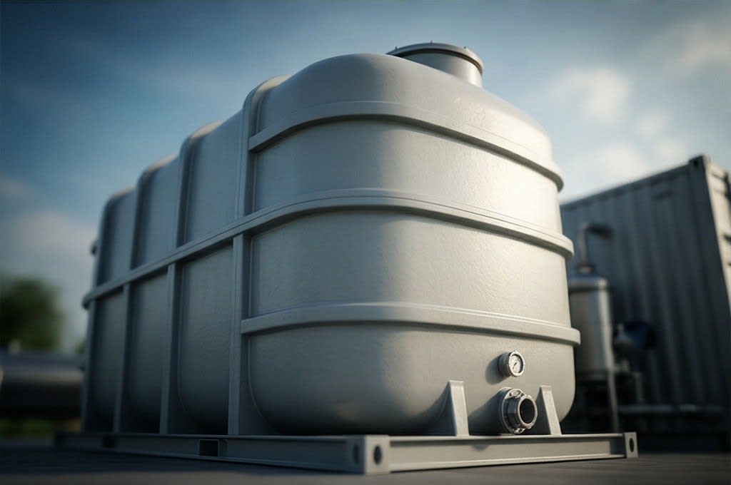 Liquid manure tank under the blue sky
