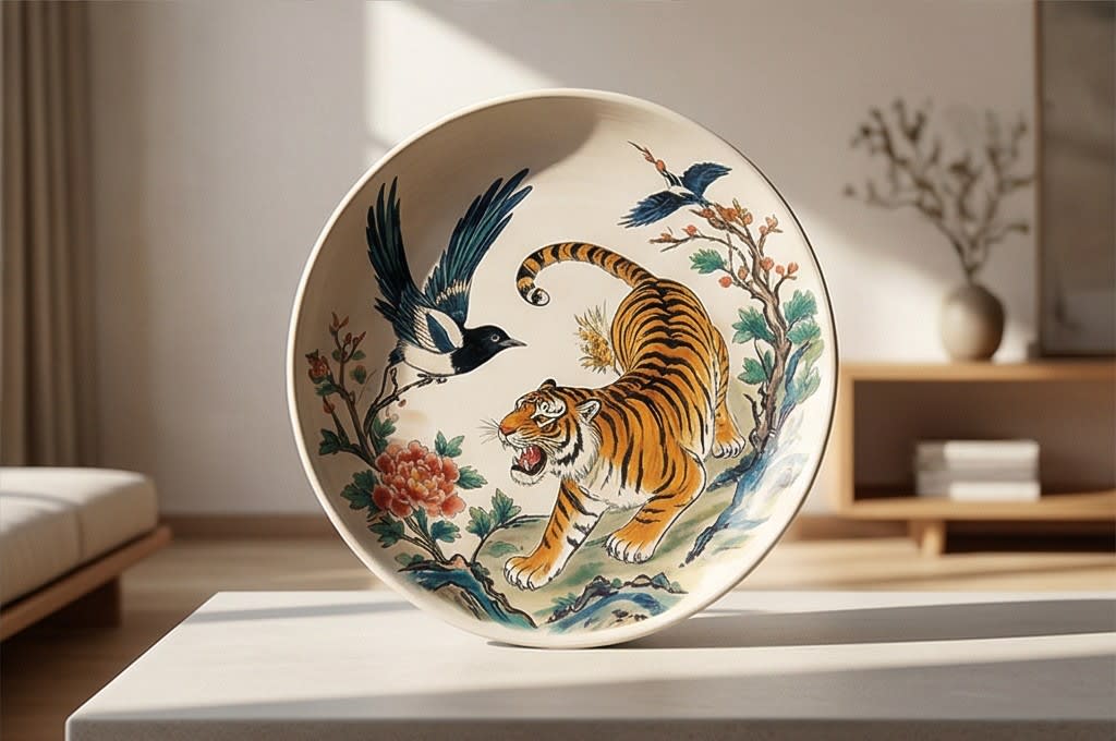 민화 접시 인테리어 활용