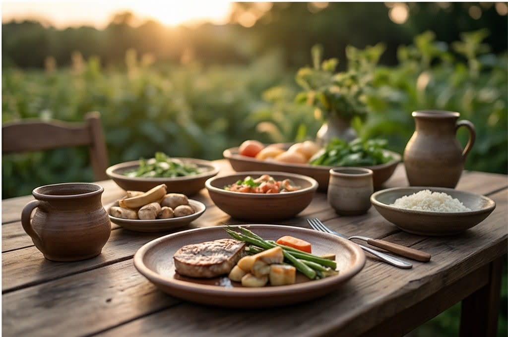 야외 테이블 치유의 밥상