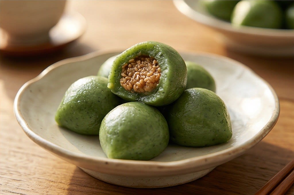 참깨 소 가득 송편 단면