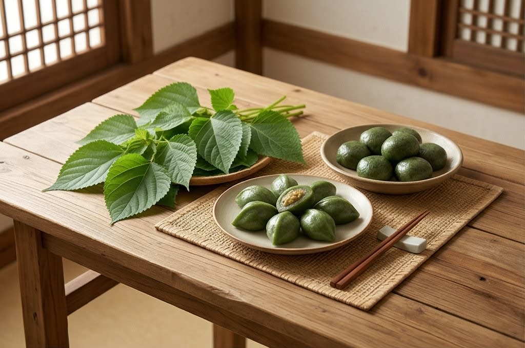 자연 속 모시잎 떡