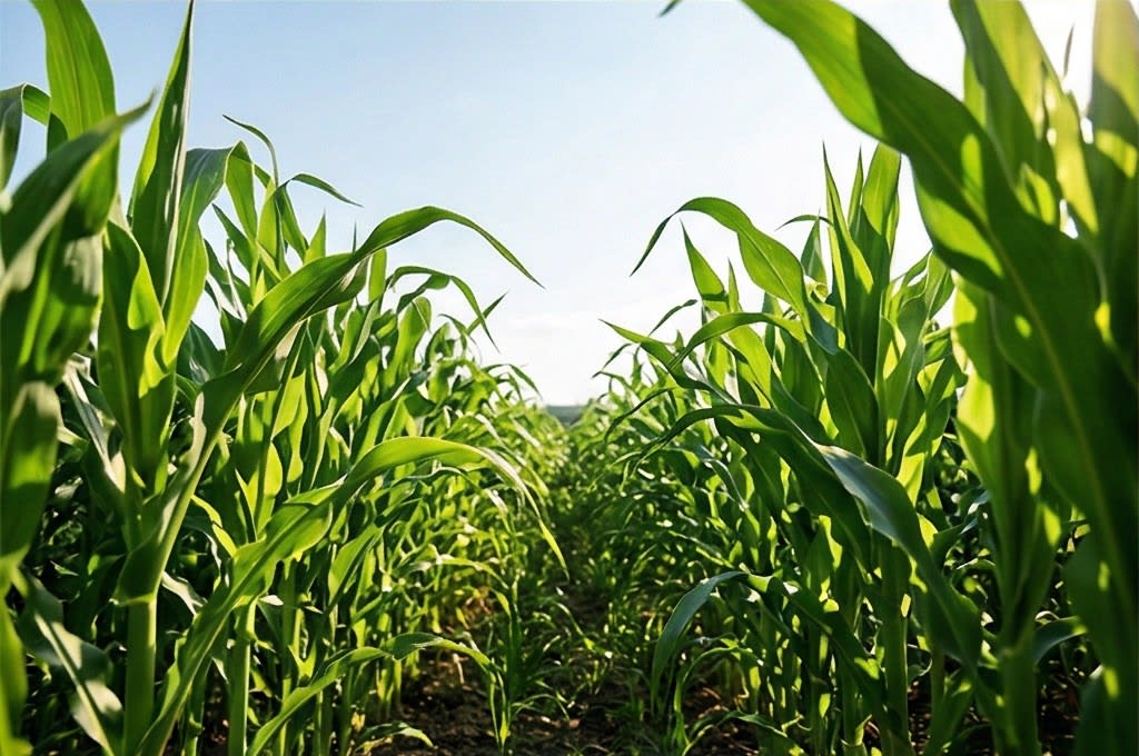 싱그러운 옥수수 잎 생명력