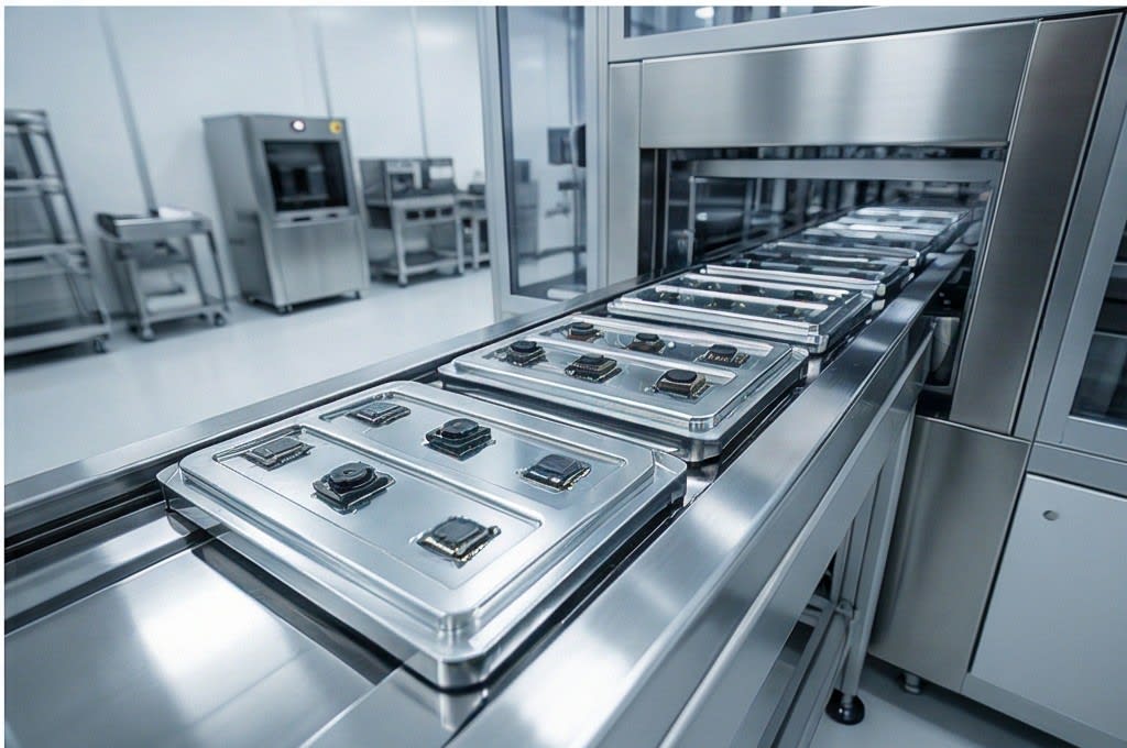 Parts Entering a Cleaning Chamber