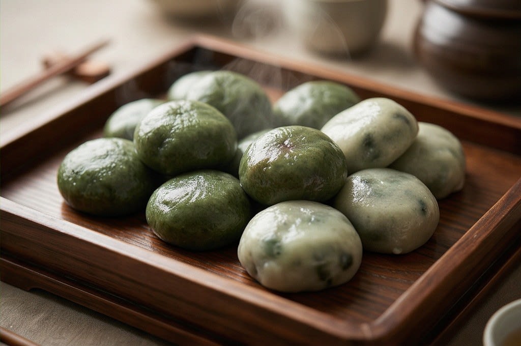 정갈한 모시 쑥갠떡