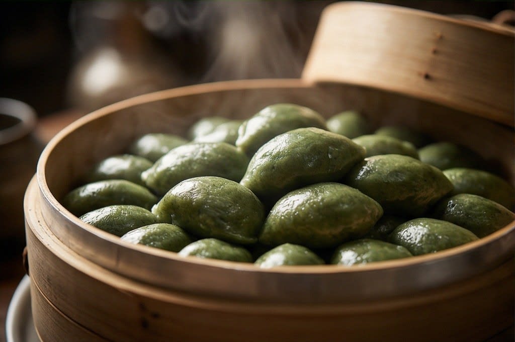 갓 쪄낸 모시 송편