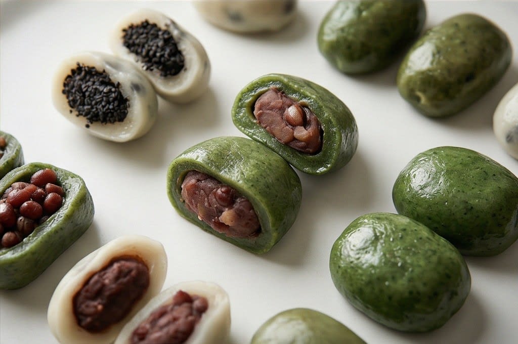 다채로운 모시떡 단면