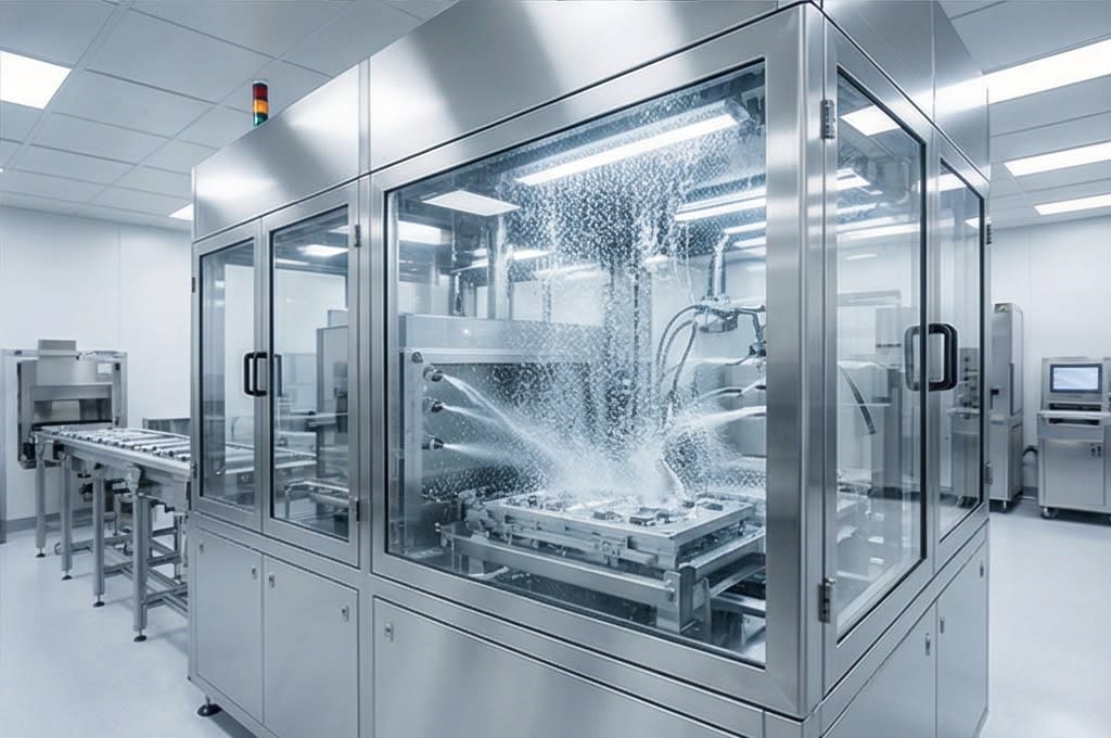 Powerful Waterjet Cleaning Inside Chamber