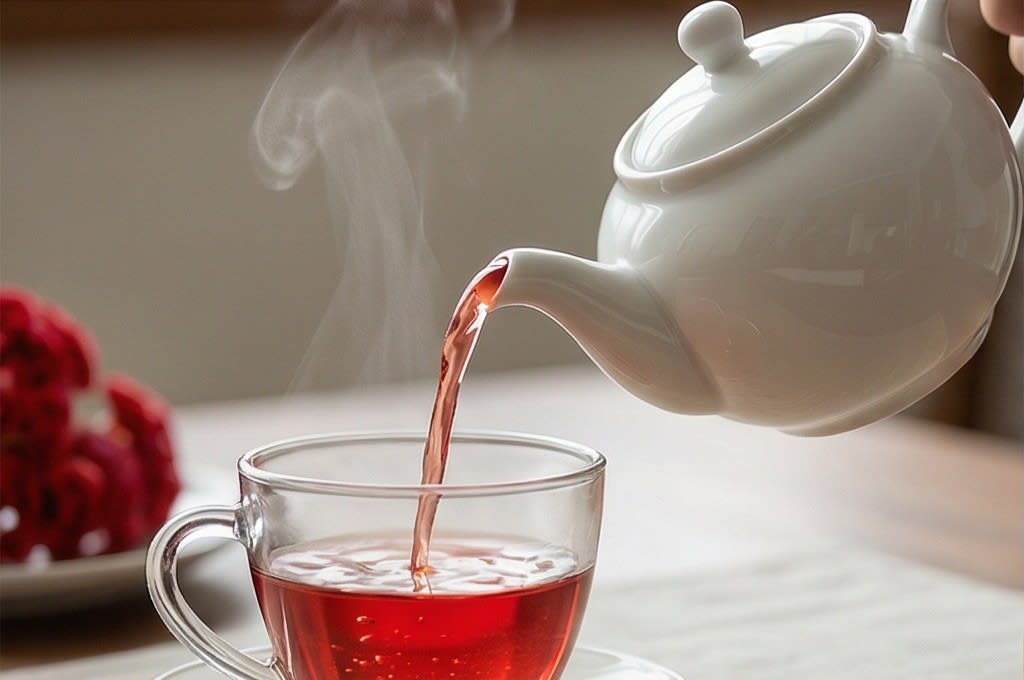 정성껏 차를 따르는 모습