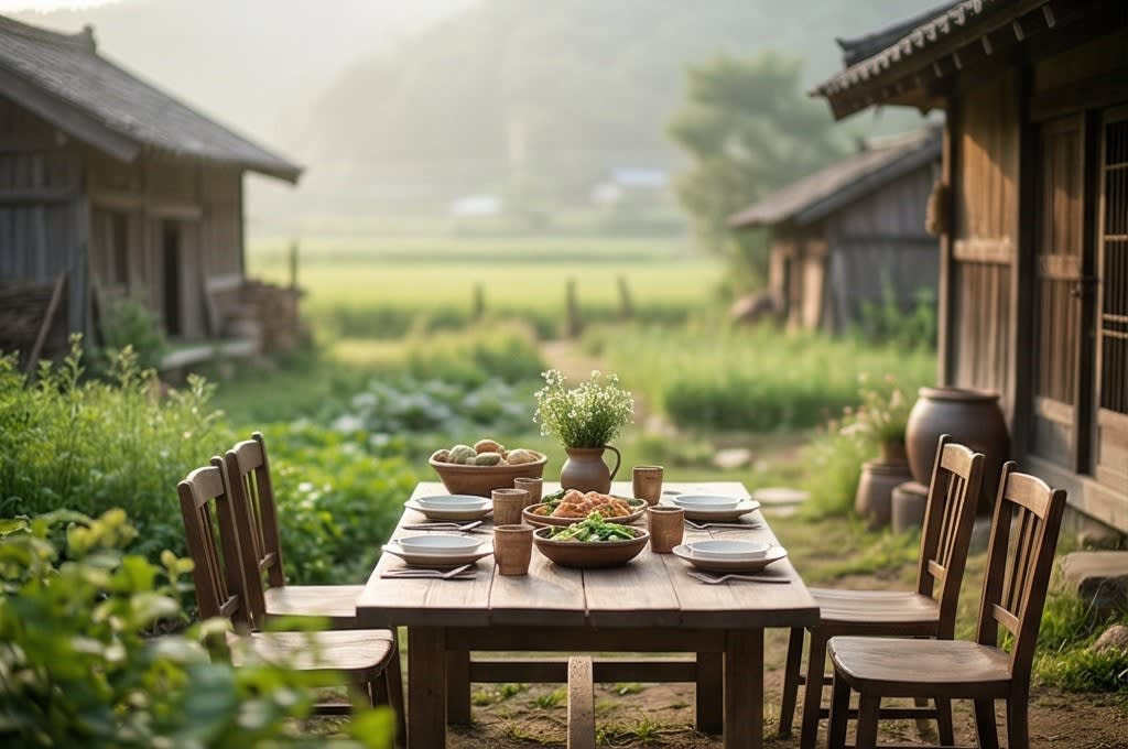 고즈넉한 야외 식탁