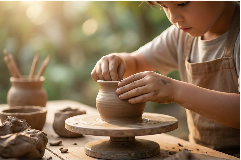흙을 빚는 아이의 손길