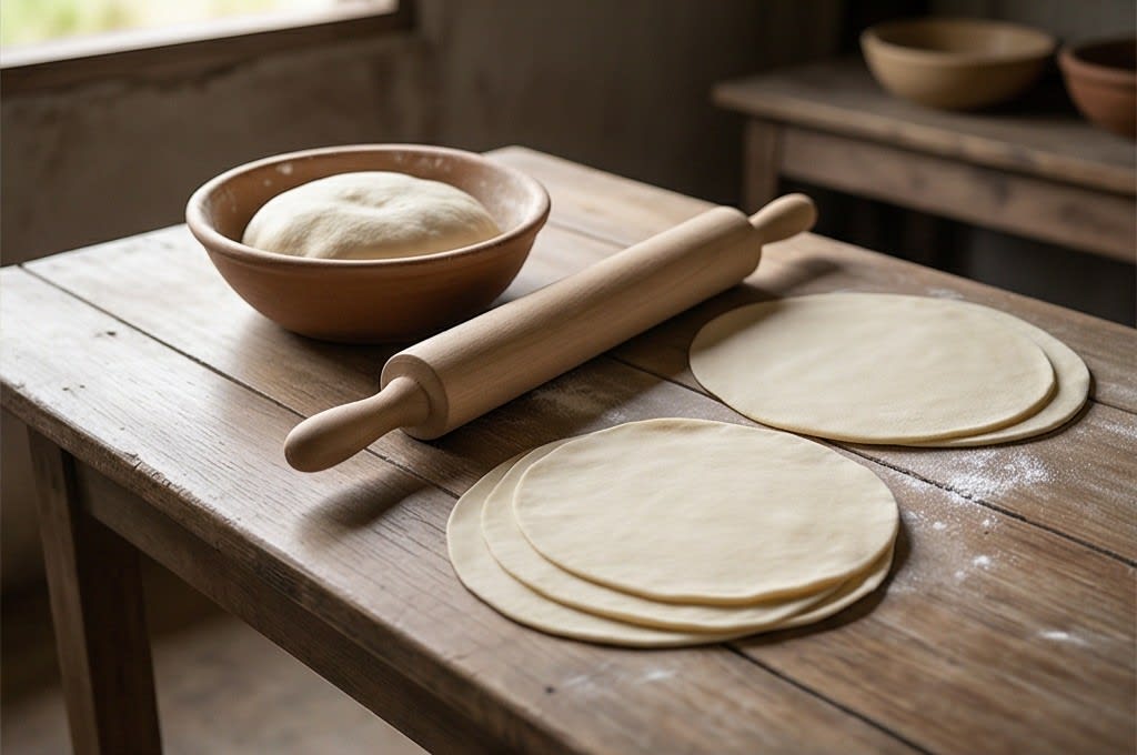 요리 전 둥근 반죽들