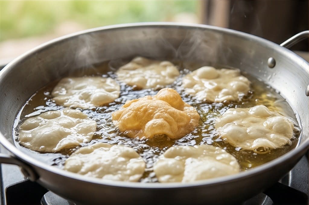 쌀칩 튀기는 조리 과정