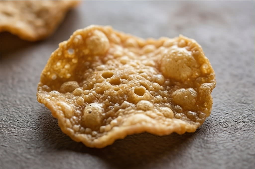 바삭한 쌀칩의 매크로 컷