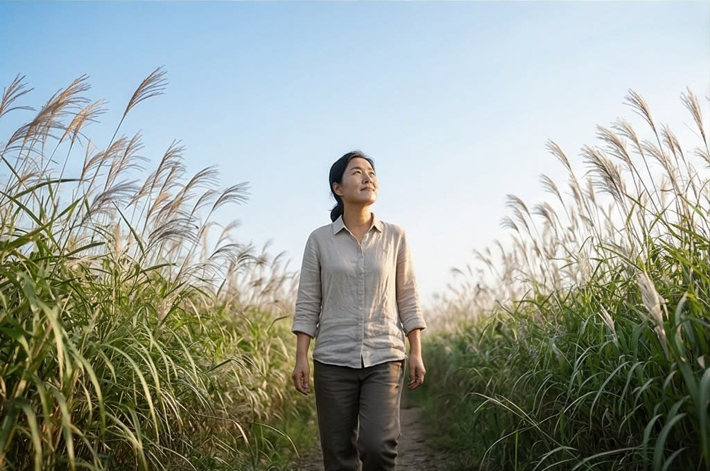 갈대밭 속 평온한 휴식