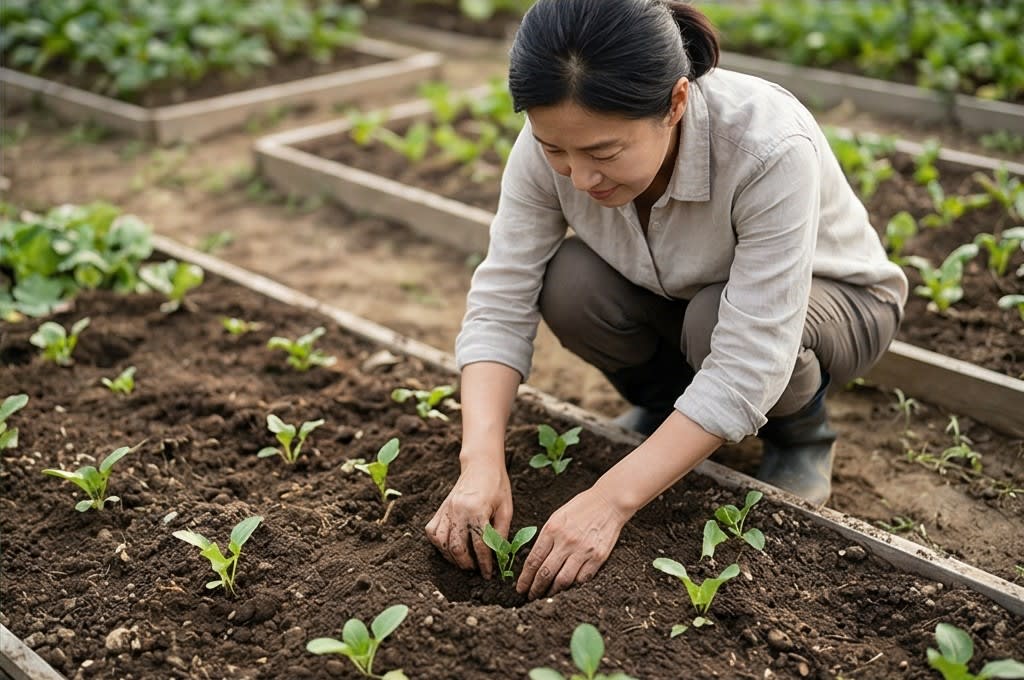 모종을 심는 정성스러운 손길