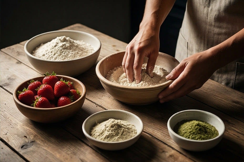 신선한 재료 준비하는 손길