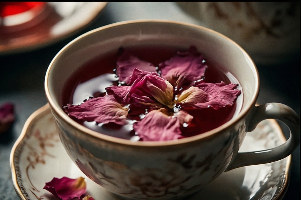 매혹적인 붉은 맨드라미 꽃차