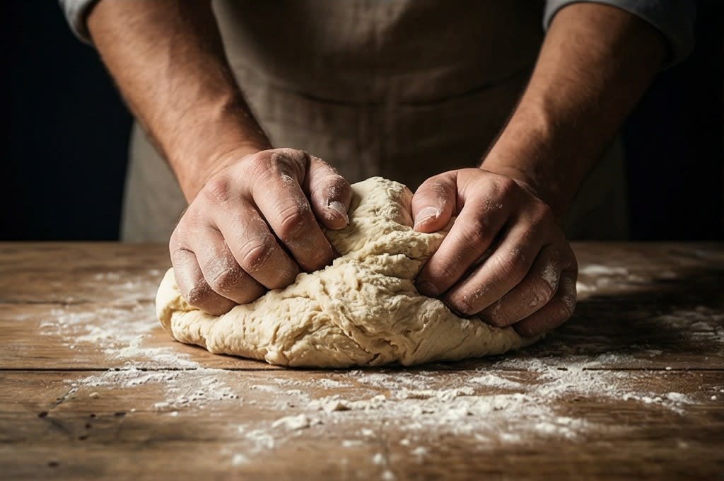 정성껏 반죽 치대는 손