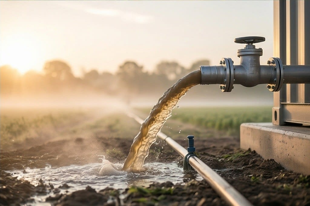 정제 액비가 토양에 살포되는 현장