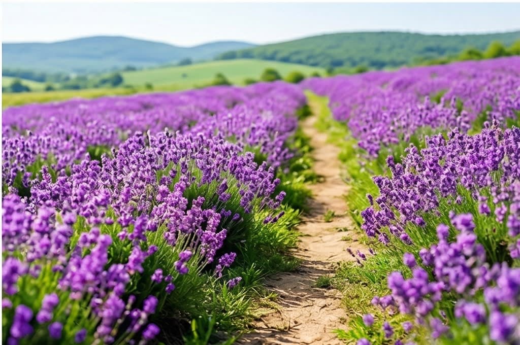 보랏빛 라벤더 들판의 치유