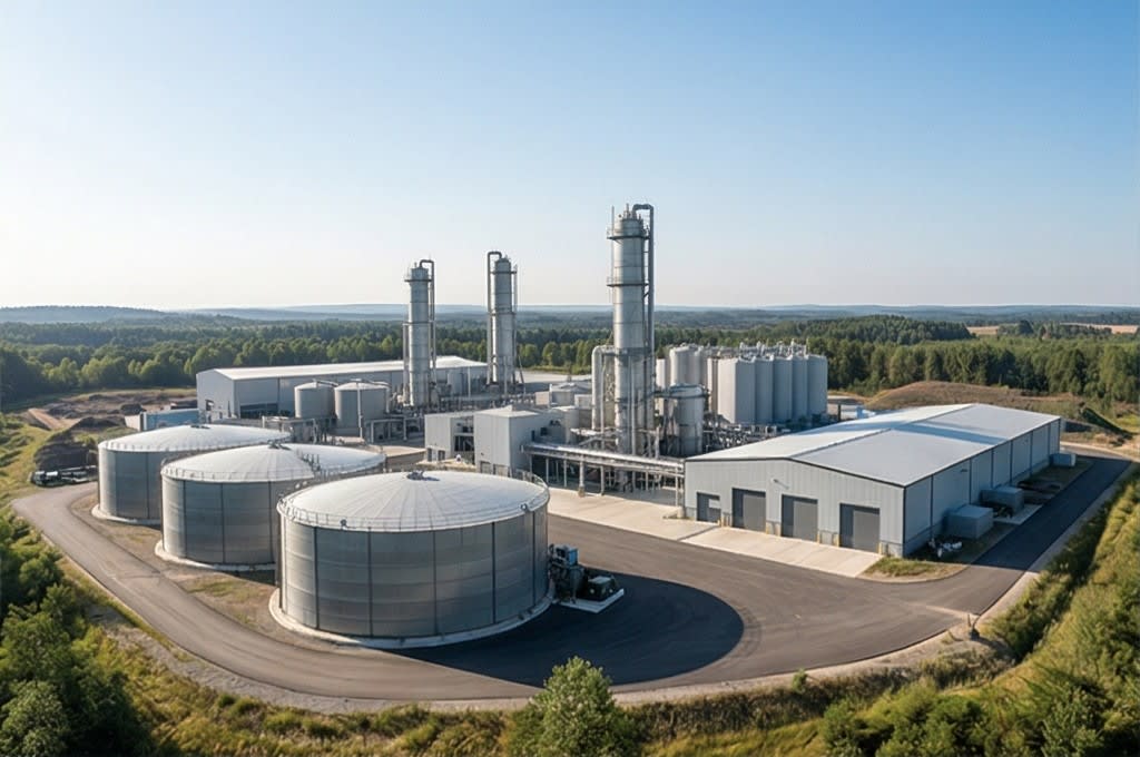 Large-scale odor reduction plant view