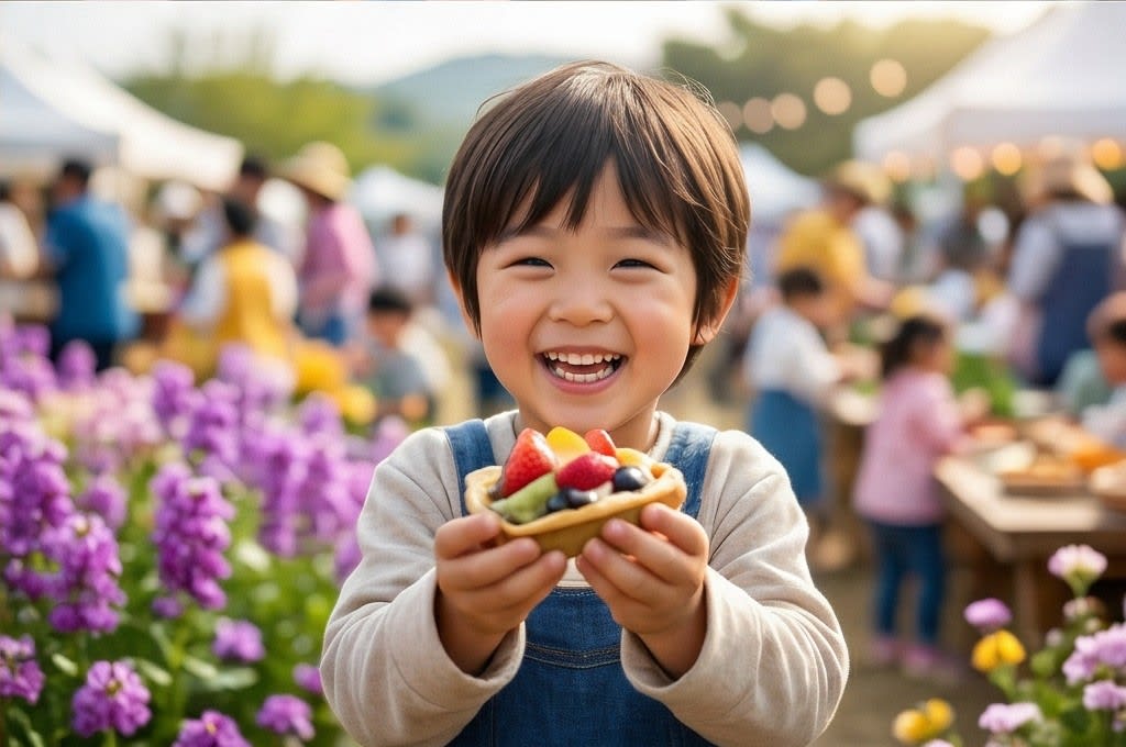 꽃밭에서 웃는 아이