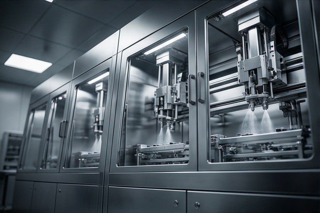 Intricate Nozzle Operation Inside Equipment