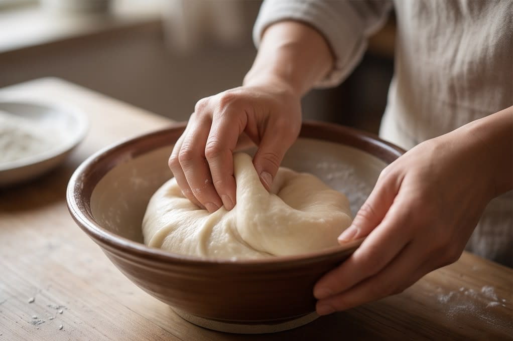 쌀 반죽 치대는 손길