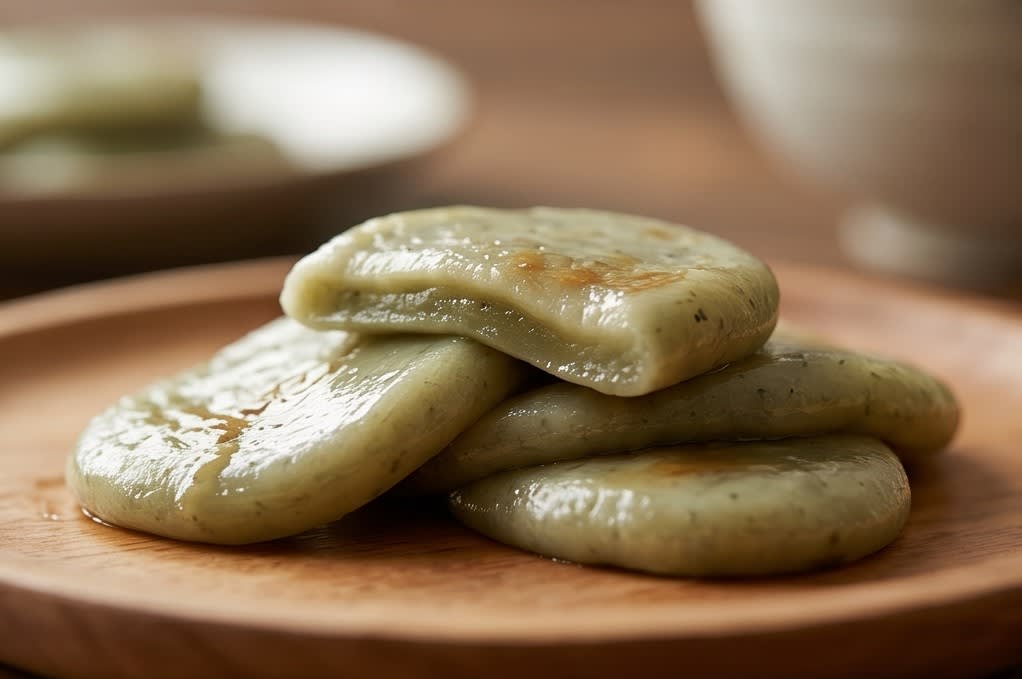 향긋한 모시쑥갠떡