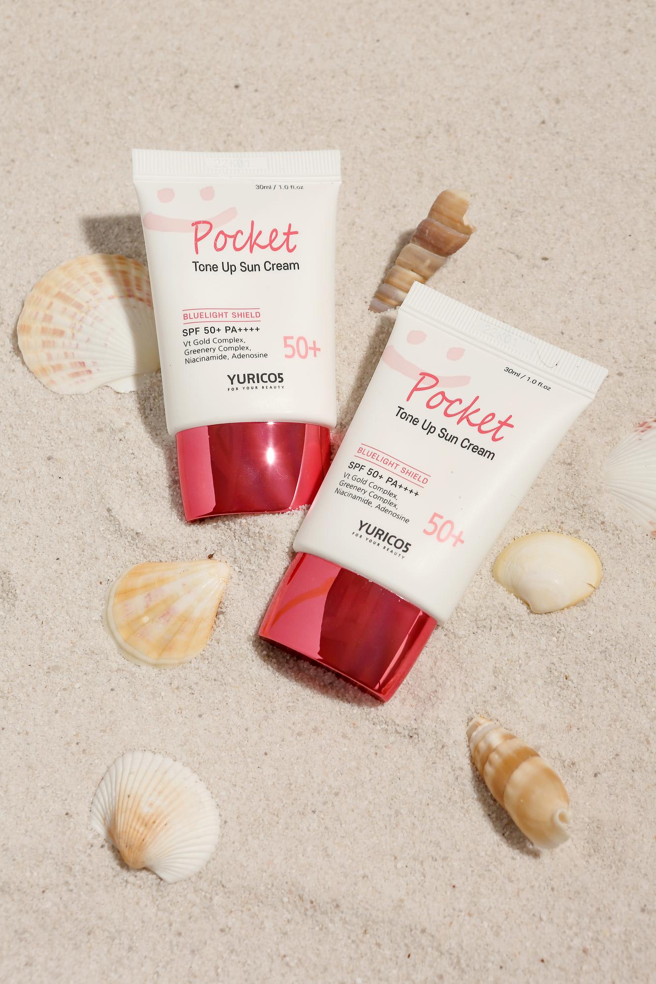 Pocket Tone-Up Sunscreen by the beach