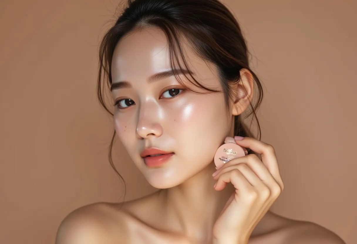 Close up emphasizing skin radiance