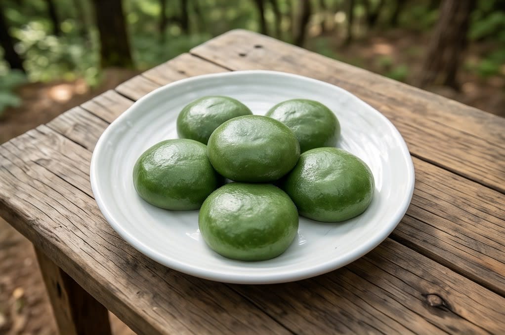 야외에서 즐기는 모시떡