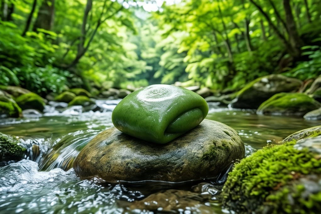 맑은 계곡 속 모시떡