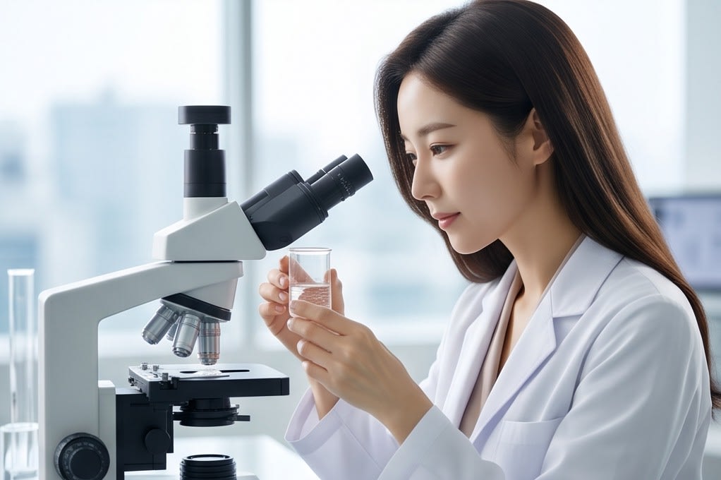 제형을 분석하는 연구원의 모습